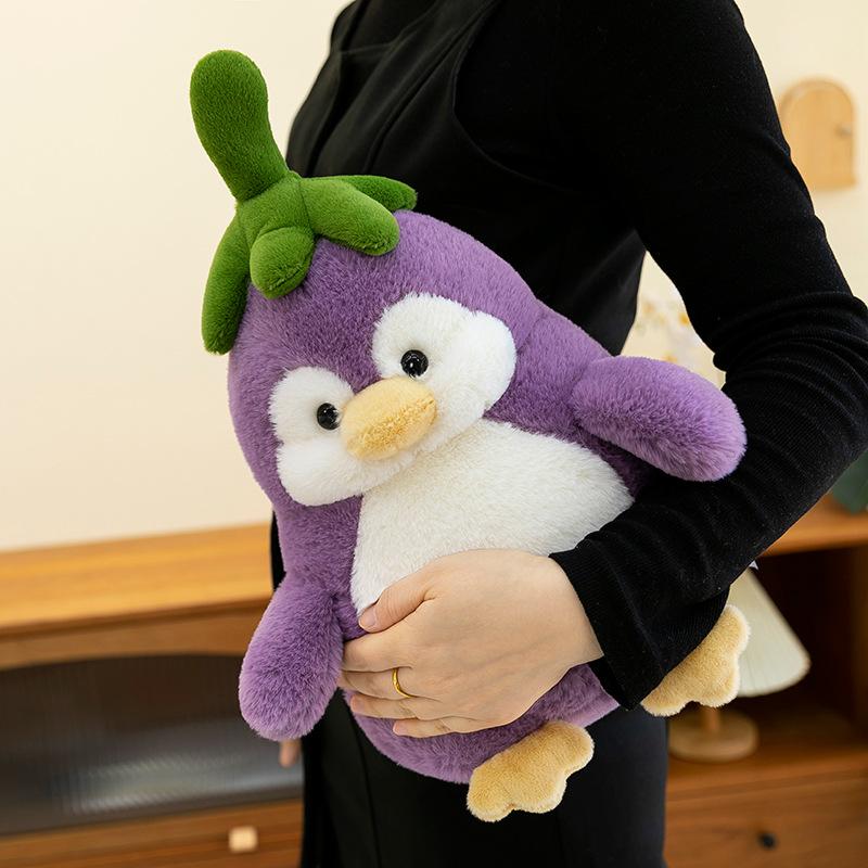 Soft Cute Eggplant Goose Plush Toy Penguin Turned Eggplant Sleeping Pillow Children Doll Machine Sleeping Pillow