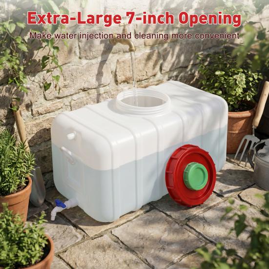 Outdoor Water Tank for Camping 29Gallon/100L Large Tank, Storage Container, Drinking Canister, Plastic Garden Irrigation Container Bucket, with Spigot