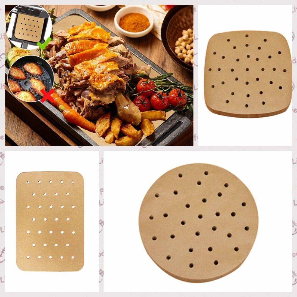 100pcs with Holes Food Disposable Paper Liner Baking Oil-proof Paper Steamer