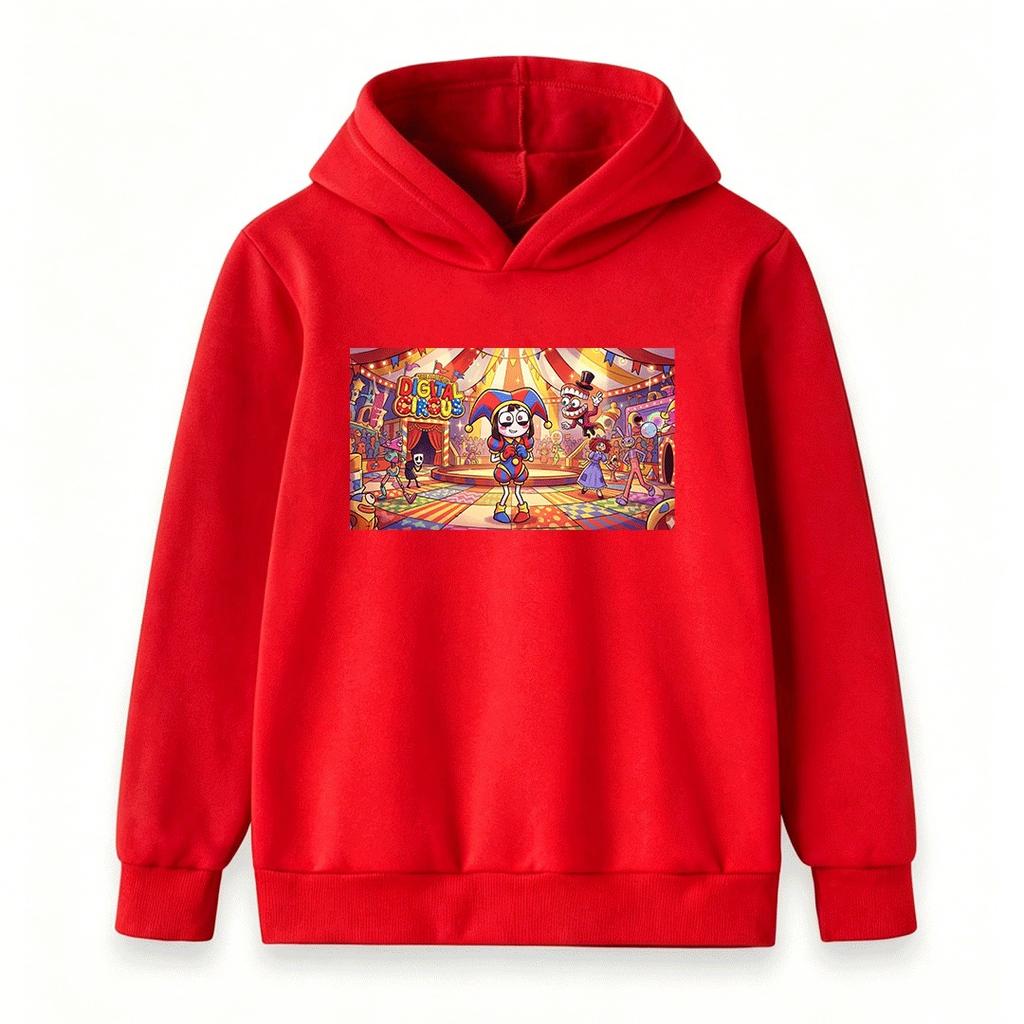 Kids Boys Girls Hoodie Sweatshirt, Cartoon Digital Circus Print Casual Pullover Top for Children Daily Wear