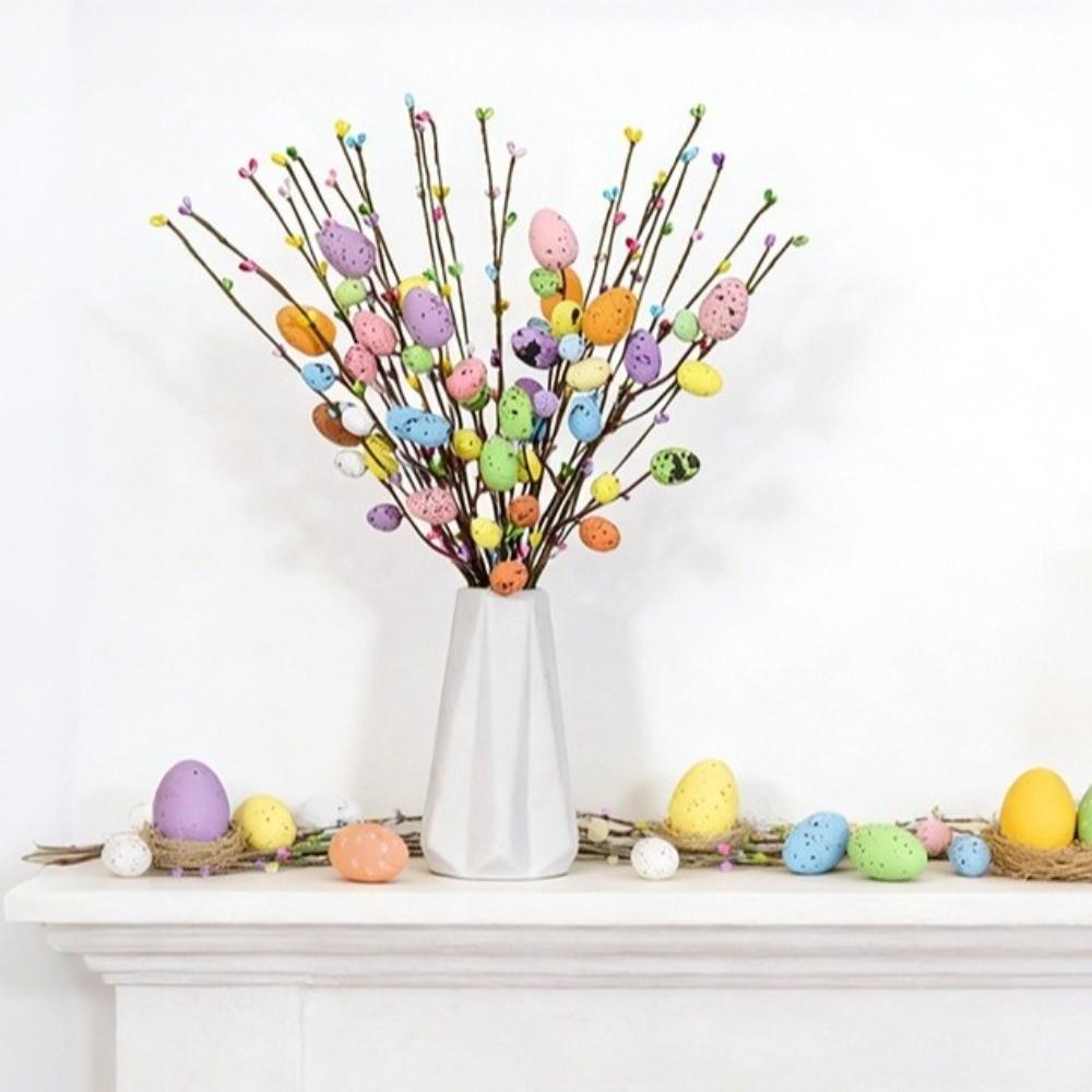 Colorful Foam Eggs Berry Branch Plastic Realistic Easter Egg Artificial Flower DIY Handmade Simulation Egg Fake Plants