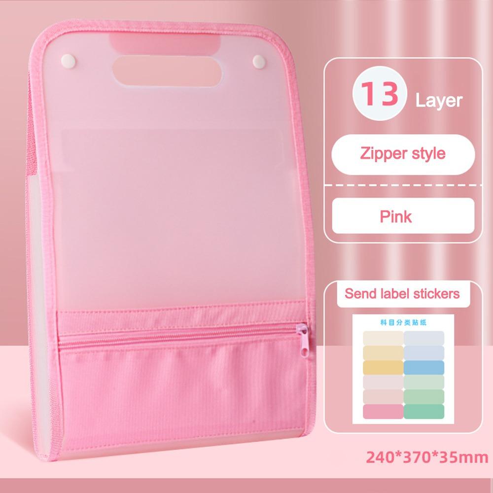 Vertical Accordion Zipper Bag 13 Pockets Waterproof Test Paper Storage Bag Large Capacity Classified Storage Document Pouch