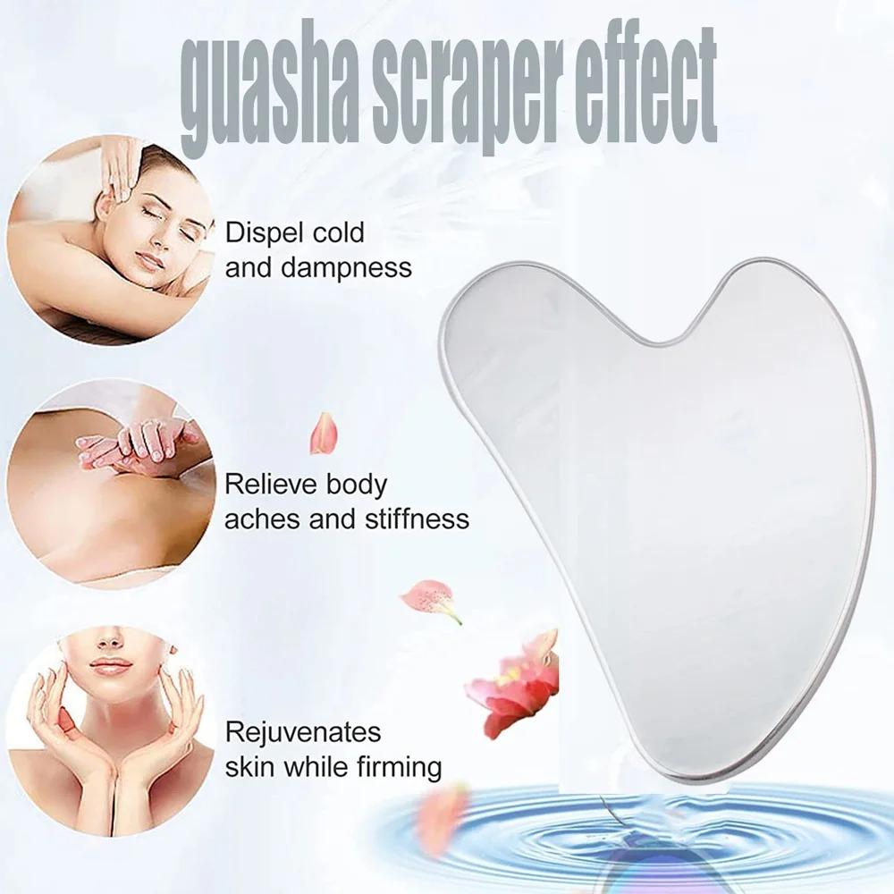 1PC Stainless Steel Gua Sha Board Facial Massager - Cooling Eye and Face Tool for Firming Jawline and Relaxation Accessories