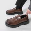 Men's Thick-Soled Patent Leather Height-Increasing Loafers with Chunky Heel