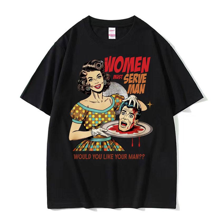 Frauen Sind Geboren Um Zu Dienen Interessantes Meme T-Shirt 2026 Sommer Luxus Feministische Renaissance-Malerei Baumwolle Übergroßes T-Shirt Y2K