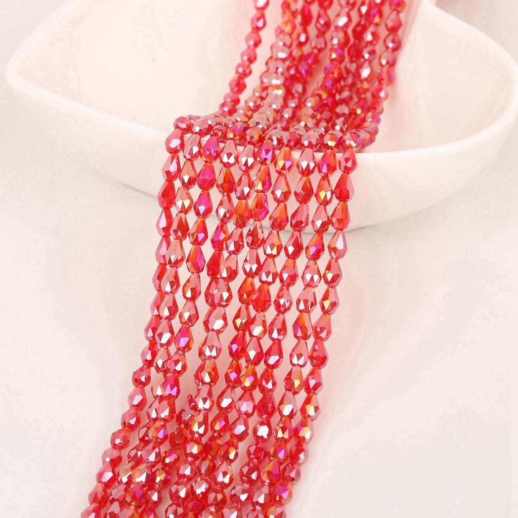 65pcs 4x6MM Teardrop Glass Beads for DIY Hairpins, Bracelets, Necklaces, and Earrings