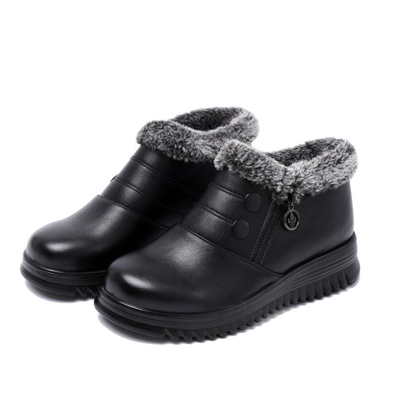 

Mom shoes winter new leather shoes soft sole soft surface non-slip middle-aged and elderly women s cotton shoes working elderly black middle-aged 36