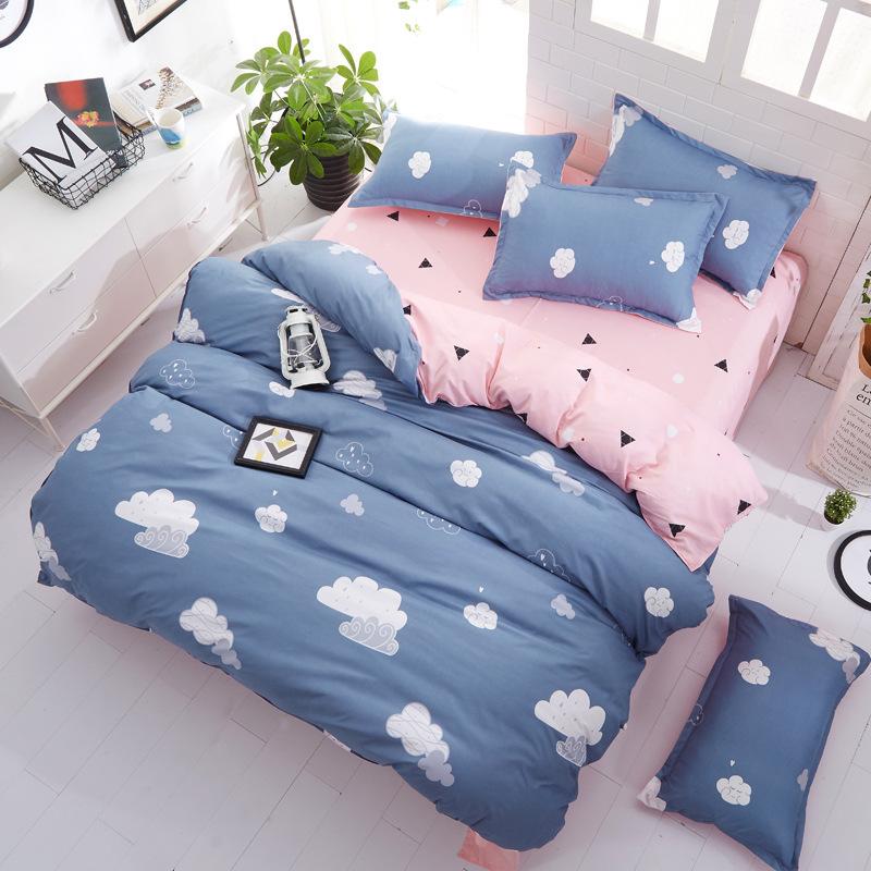 Flower Comforter Bedding Set Simple Pink Bed Linens Bed Linings Queen Duvet Cover Bed Sheet And Pillowcase King Size For Girls