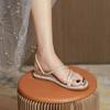 Flat Sandals Summer New Round Head Open Toe Crystal Fine with Soft Sole Anti-slip Wear-resistant Low Heel Slippers