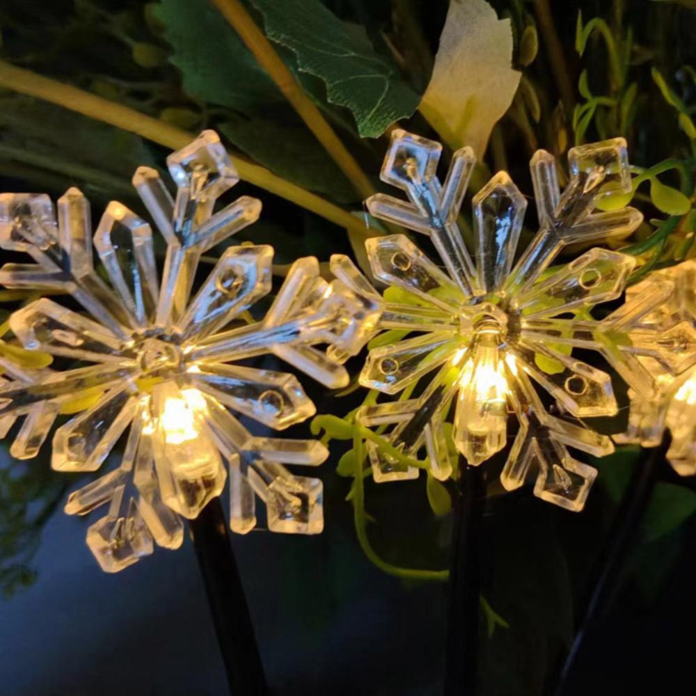 1PC Snowflake Solar Christmas Decorations 2 Modes Swaying Garden Lights Outdoor Pathway Solar Lawn Decor Stake Light Warm Light
