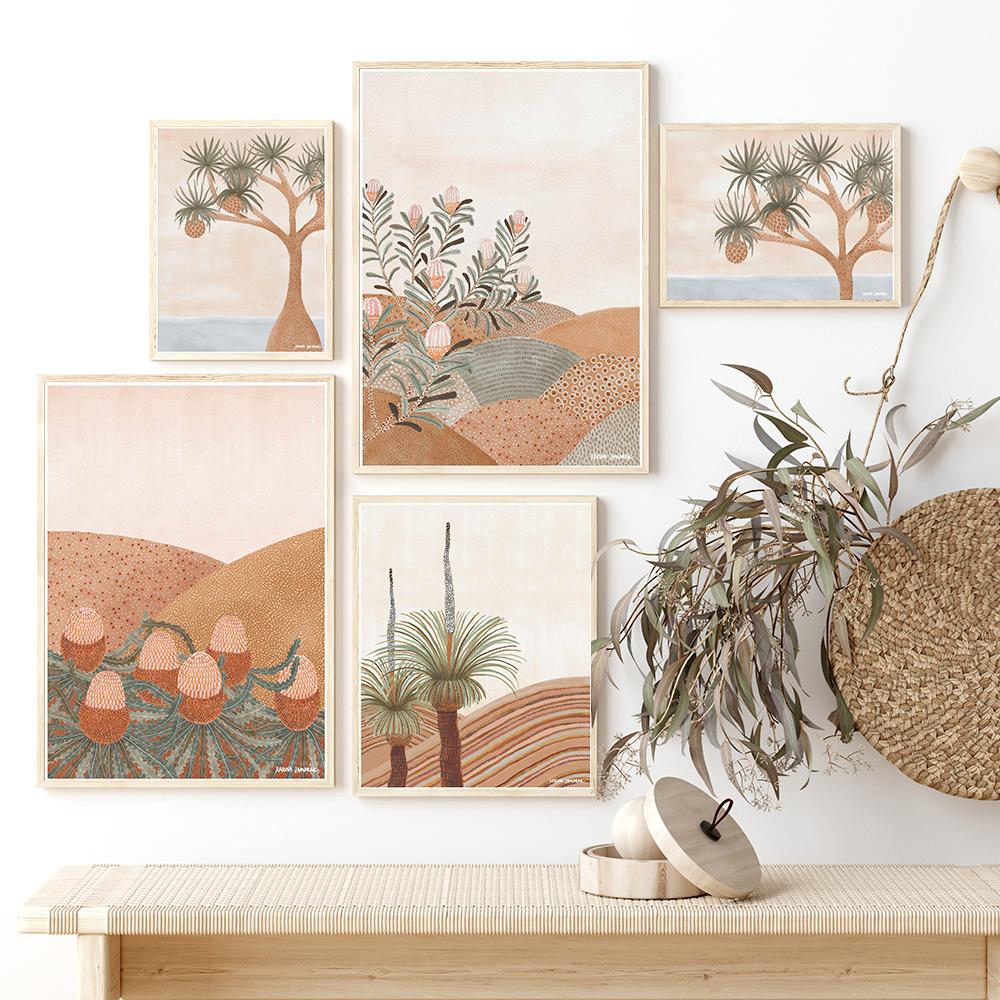 Eucalyptus Art Print Ocean Panda Oil Painting Poster Boho Banana Flower Wall Picture