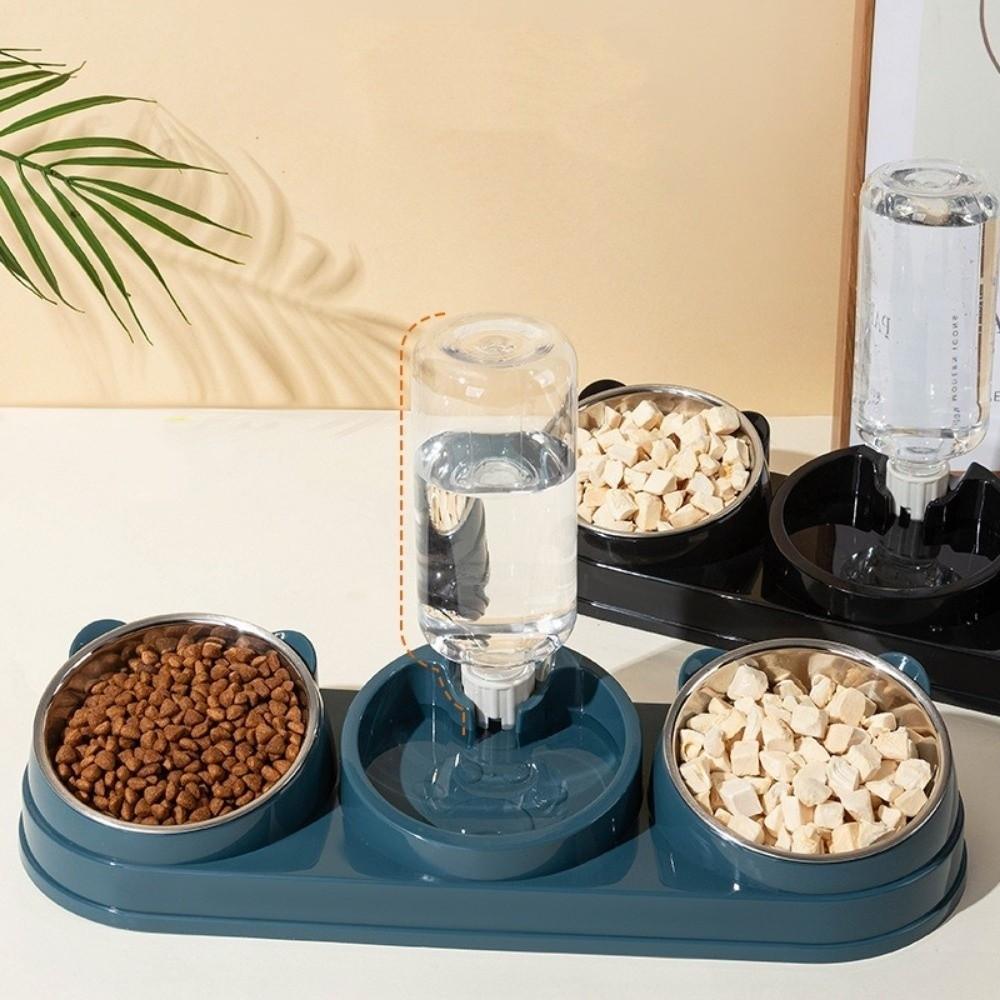 15 Degrees Raised Cat Automatic Water Dispenser Double Bowl Pet Food Container  Rabbits