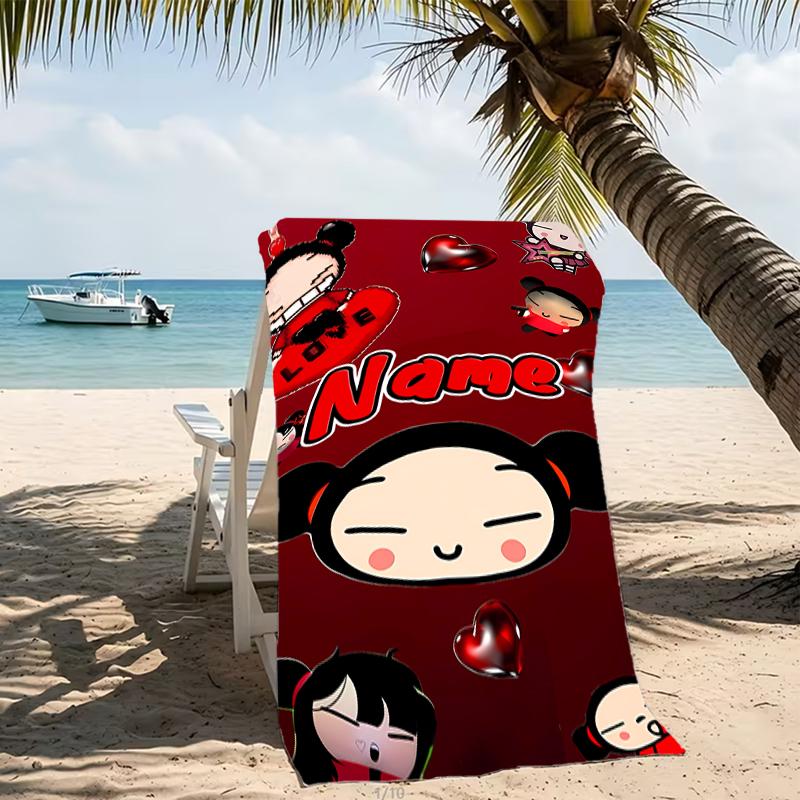 Customizable personalized beach towels Pucca themed designs.Suitable for the beach, yoga, sports;ideal as beach accessories