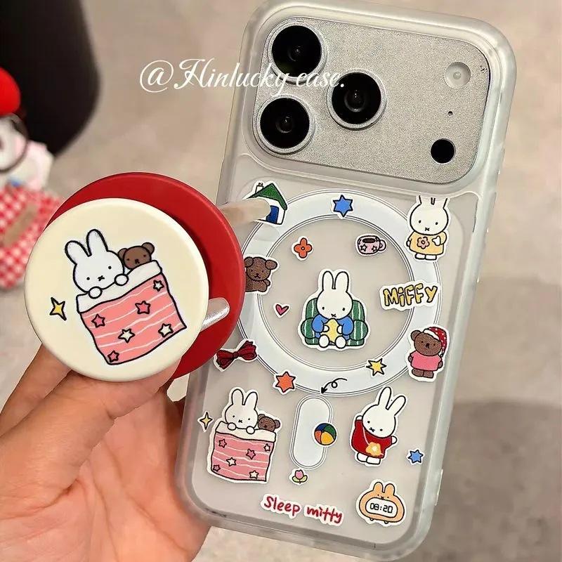 Cartoon Suitable for Apple 16promax Mobile Phone Case 15plus Magnetic Suction 14 Bracket 13pro Skin Feeling 16e Creative 17