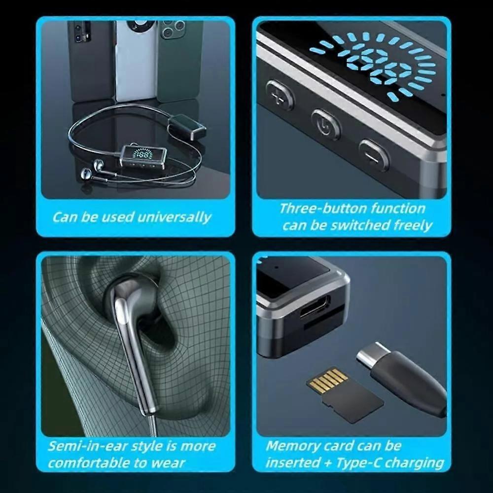 Waterproof Wireless Neckband Bluetooth Headphones with Display