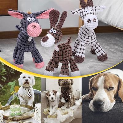 Eşek Şeklinde Kadife Çiğneme Oyuncağı, Yeni Yavru Köpek Gıcırtılı Gıcırtılı Peluş Molar Köpek Oyuncağı, Yavru, Küçük, Orta, Büyük Irk Köpekler İçin Köpek Çiğneme Oyuncakları