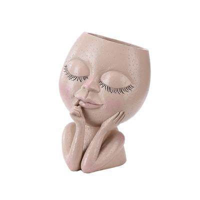 Face Planter Pots Head Planter Face Flower Pot Head Planter for Indoor Outdoor Plants with Drainage Hole Closed Eyes