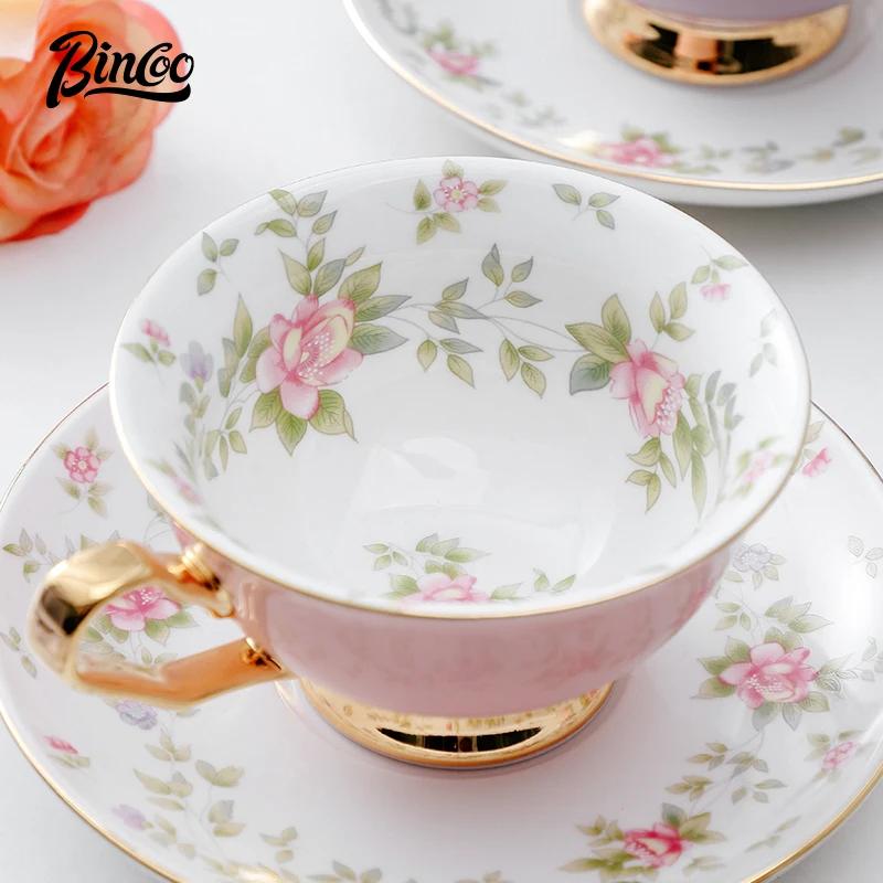 

Bincoo European Bone China Coffee Cup Set Pink Bird Creative Ceramic Phnom Penh Afternoon Tea Cup & Saucer Nice Gift рожевий