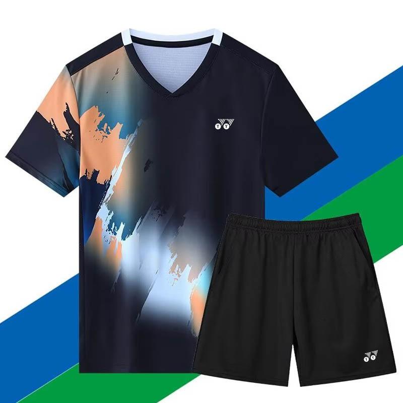 Men Women Badminton Sport Set Quick Dry Breathable Short Sleeve Shirt Shorts Skirt Athletic Training Outfit