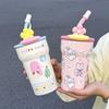 Straw Bingba Cup Cute Thermos Cup Girls High Value Student Cold Water Cup Cute Office Double Drink