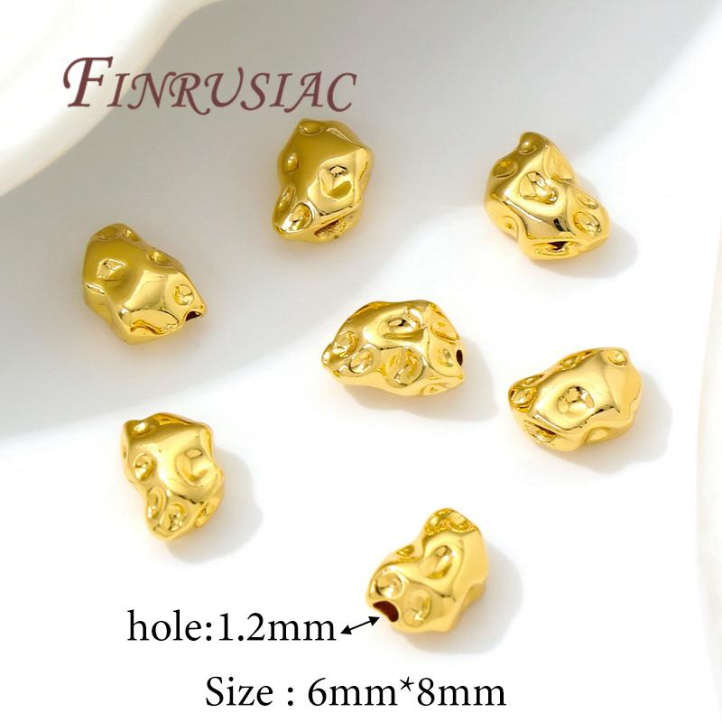 18K Real Gold Plated 6mm*8mm Irregular Beads Spacer Beads Separators For Bracelets Accessories DIY Jewelry Making Supplies
