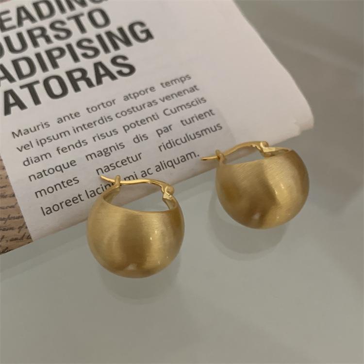 925 Silver Korean Geometric Ball Drawing Earrings Simple Temperament Exquisite Sexy Jewelry Gift Hoop Earrings