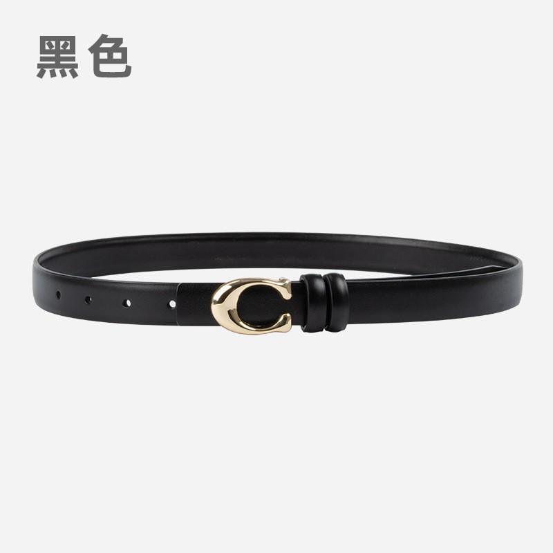 Womens Genuine Leather Belt With C-Shaped Buckle Adjustable Waistband Jeans Casual Fashion Accessory In Multiple Colors