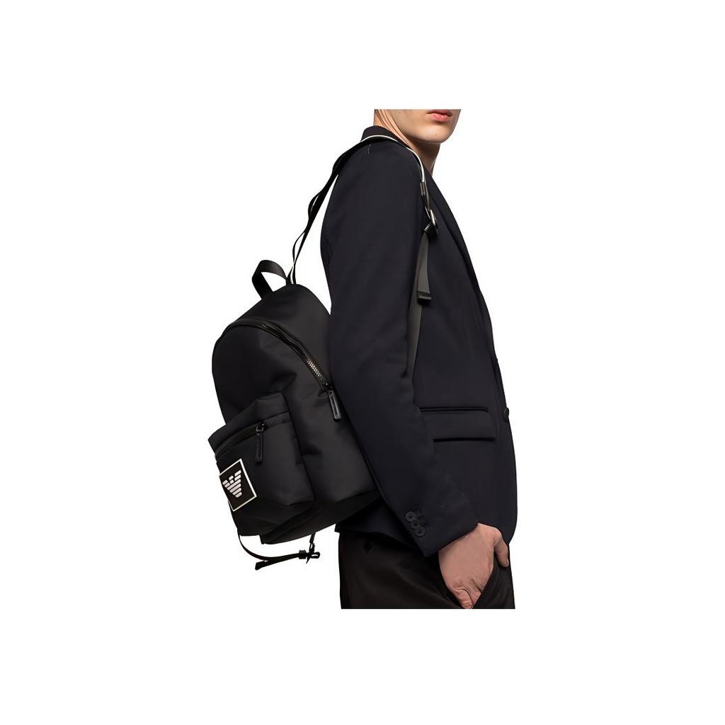 Emporio Armani White Logo Fabric Backpack Men Backpacks Black Y4O236-YMO5V-81073