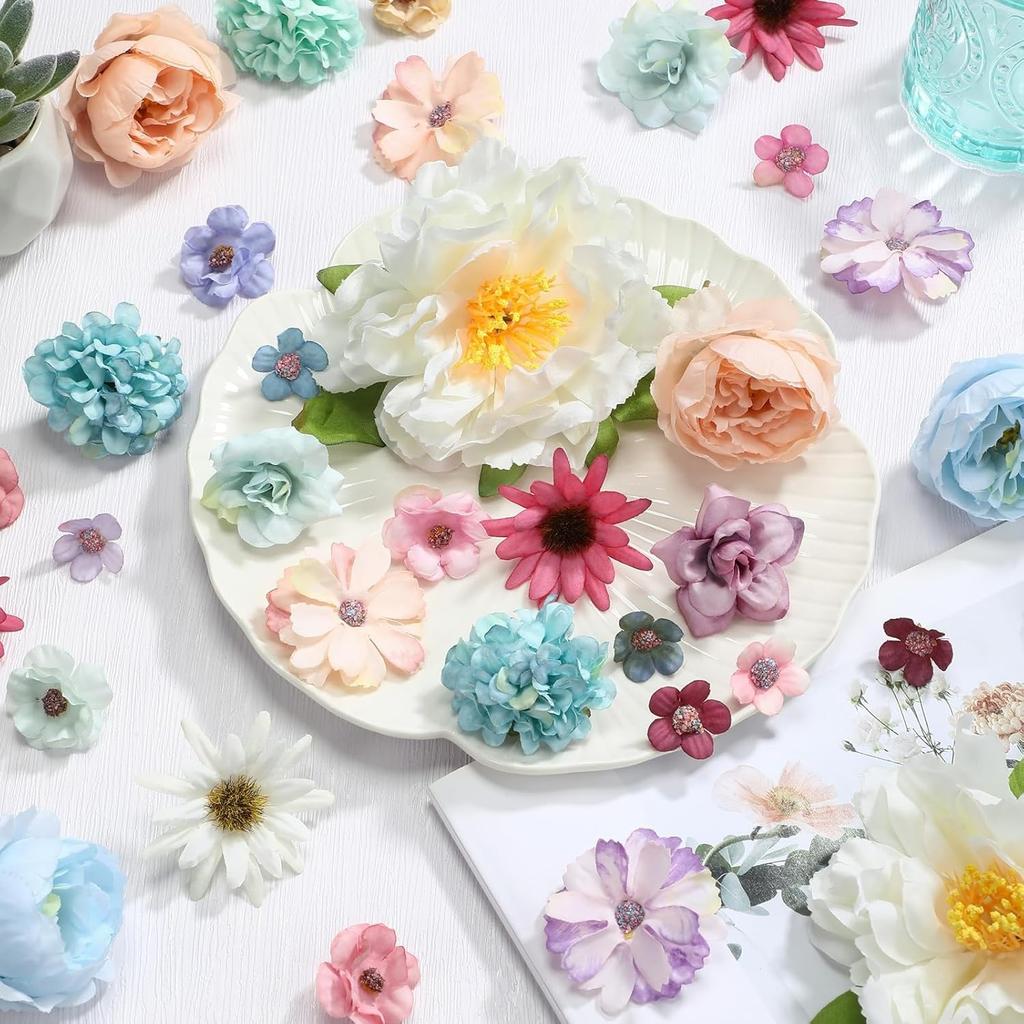 25Pcs/back Artificial Flowers Heads Silk Fake Flower for Valentine's Day DIY Gift Accessories Home Room Decor Wedding Decoration