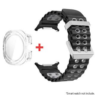 Glass+Case+Band For Samsung Galaxy Watch Ultra Strap 47mm Sport silicone Bracelet for Galaxy Watch Ultra 7 47 Strap Accessories