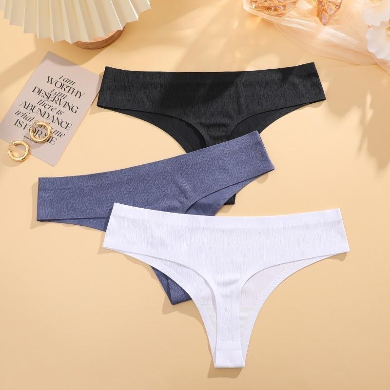 FINETOO Nahtlose Seidenunterwäsche Damen Höschen Sexy Low-Waist Stretch Einfarbig Dessous S-XL Mode