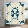 HI-Vintage Blue White Shower Curtain with Damask Pattern Luxury Waterproof Home Decor for Bathrooms