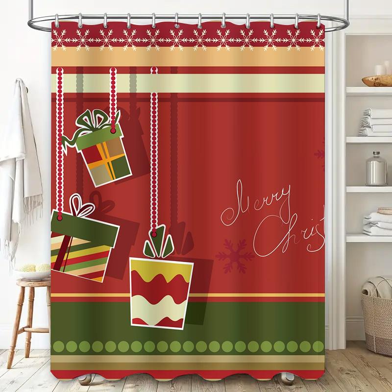 Ihre bezaubernde Weihnachts-Duschvorhang Festliche Feiertags-Badezimmerdekoration Wasserdichter Stoff Weihnachtsmuster Heimdeko Moderner Stil
