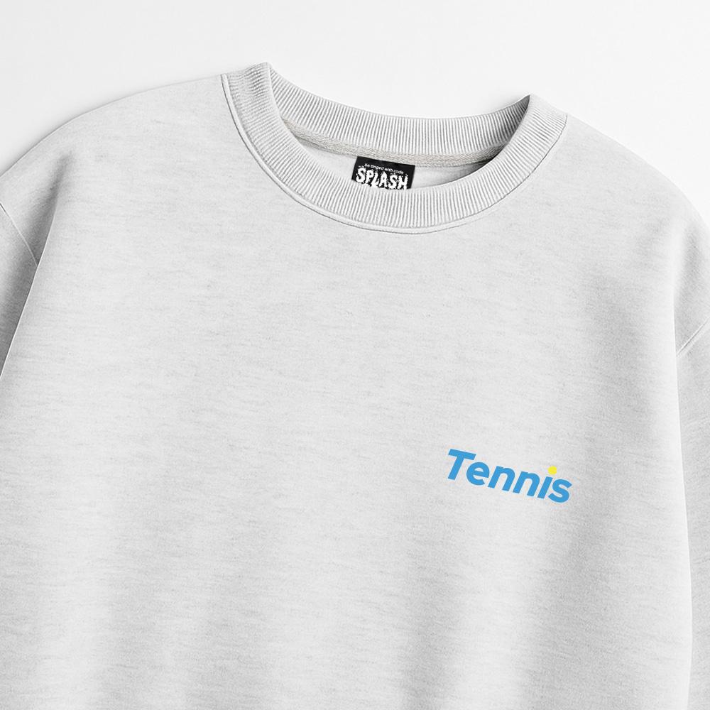 Seupeullaesikodeu Heavy Crew Neck Sweatshirt Melange White - Tennis Club Blue