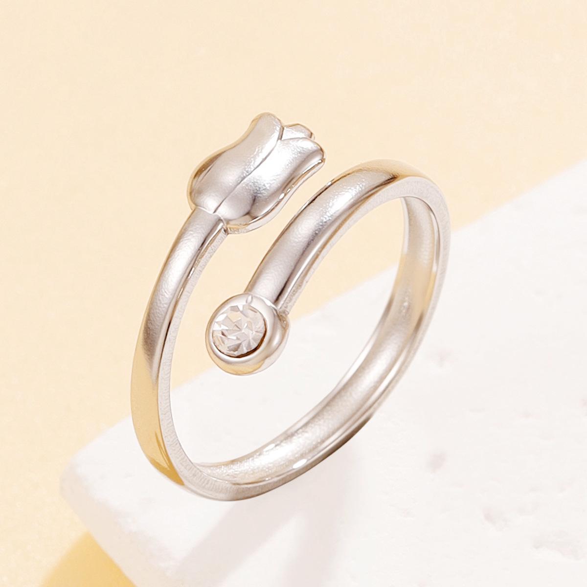 

Элегантное кольцо-тюльпан для женщин, инкрустированное бриллиантами, высококлассное ювелирное изделие из титановой стали.