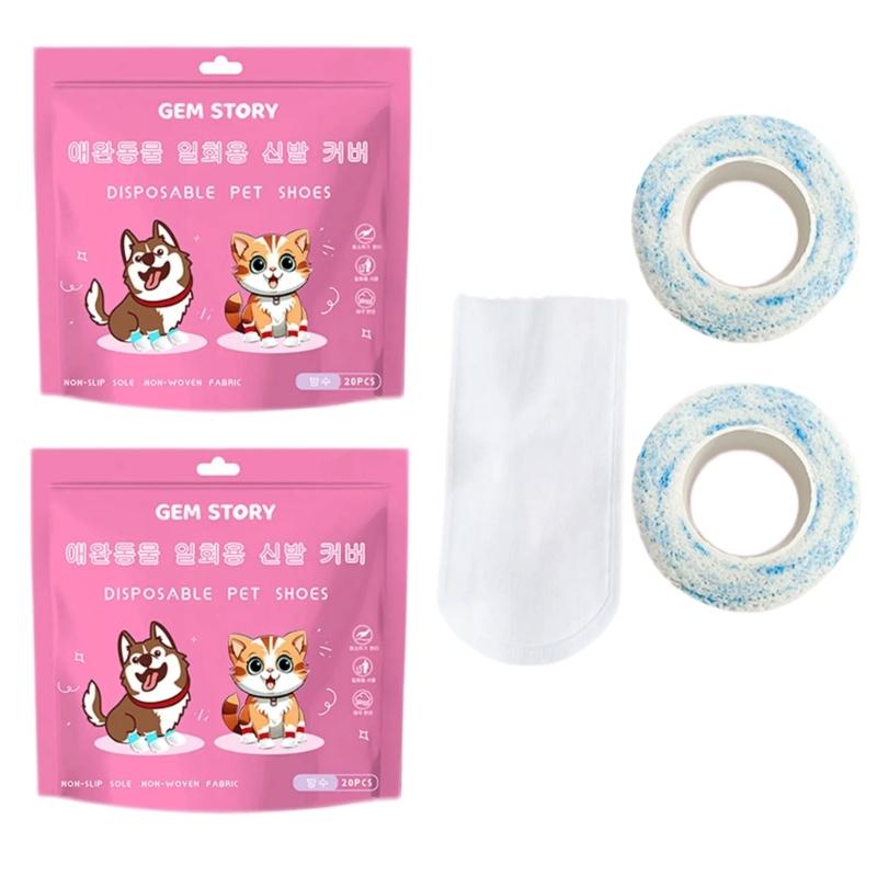 

40Pcs Dog Socks Feet Cover Protective Dogs Shoes Booties with Adjustable Sticker Dogs Feet Cover Paws Socks S
