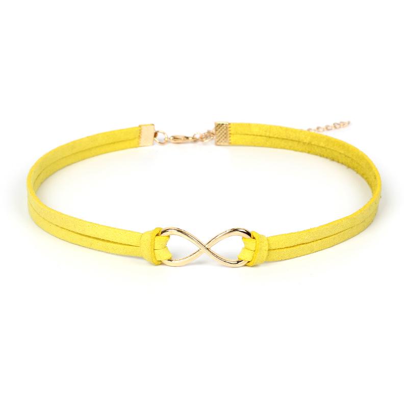 

2019 новые аксессуары Европейский и американский бесконечный necklace с 8-ю, Корейский бархатный шнурок короткое колье-чокер жёлтый