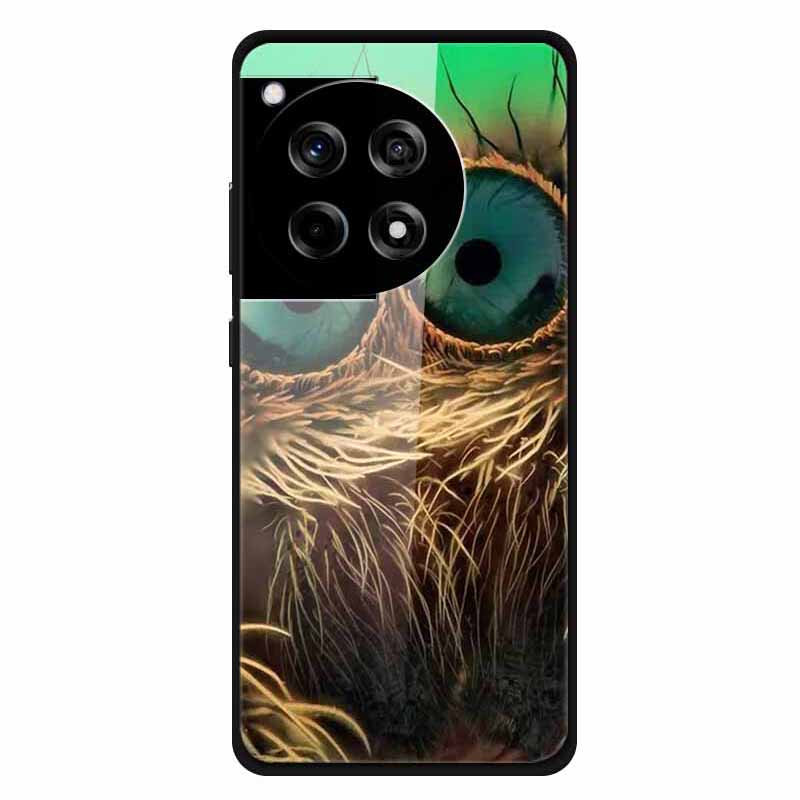 For OnePlus 12R 5G/Ace 3 5G Case Stylish Pattern PC+TPU+Tempered Glass Cell Phone Cover