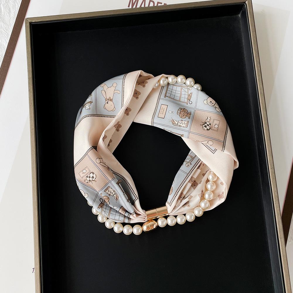 Magnetic Buckle Small Scarf Diamond Studded Magnetic Buckle Scarf Women'S Necklace Headband Scarf Light Luxury Exquisite