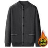 Herren Strickjacke Wollpullover Herbst und Winter Samt Dick Gestrickte Jacke Rundhals Warmes Oberteil