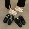 Premium Silver Rhinestone Toe Slippers Women's Summer Wear 2025 New Small Height-increasing Platform Beach Shoes