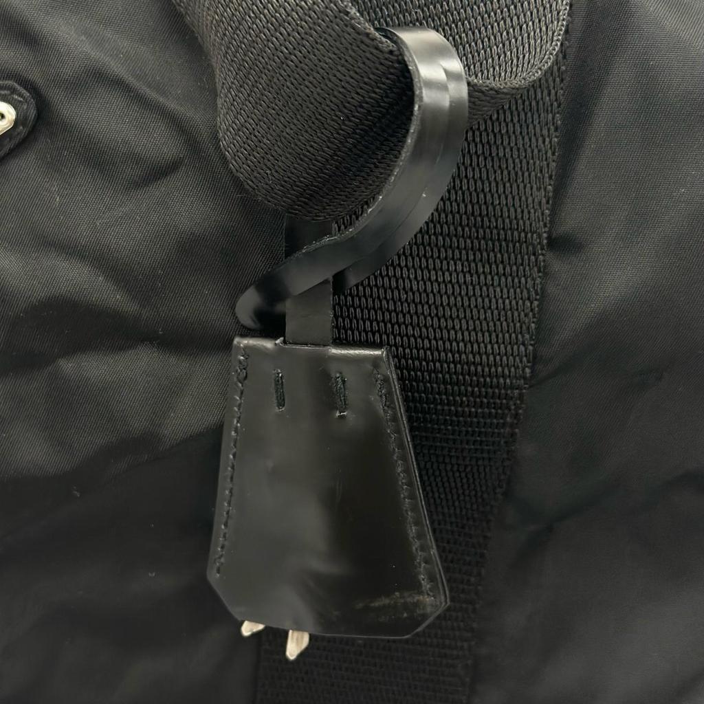 PRADA Triangle logo Boston bag black unisex used