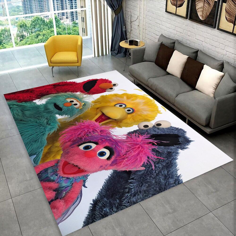 S-Sesame Street TV Cute Cartoon Carpet Rug for Bedroom Living Room Sofa Home Doormat Home Decor,Area Rug Non-slip Floor Mat Gift