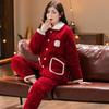 Pajamas women's three-layer thickened winter suit can wear large-size thermal padded loungewear
