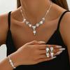 Fashionable Flower Design Rhinestones Jewelry Set Earrings Necklace Bracelet Suitable for Trendy Women Stylish Wear