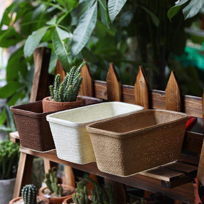 Waterproof Woven Paper Rope Flower Pots: Creative Succulent Basket Set