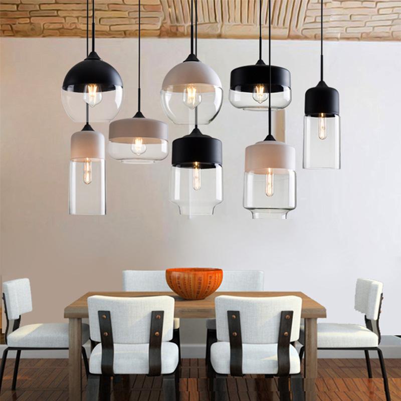 Nordic Moderne Loft Hängende Glas Pendelleuchte Leuchten E27 LED Pendelleuchten für Küche Restaurant