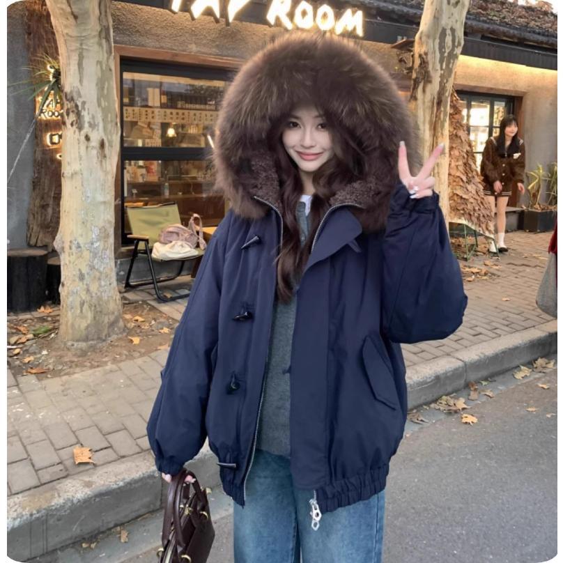 Down Cotton-padded Jacket Women's Big Fur Collar Cotton-padded Jacket Tide Brand Explosive Parker Jacket Winter Cold-proof Jacket Women