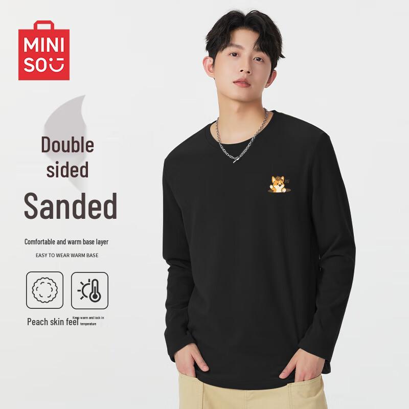 MINISO Men s Double-Sided Brushed Long-Sleeve T-Shirt L