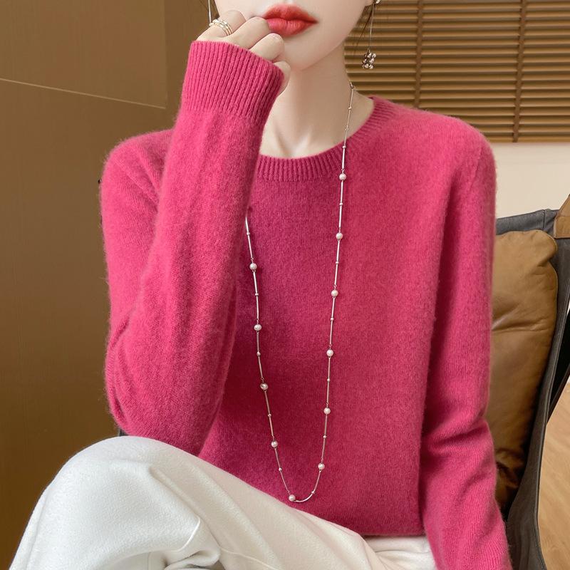 Fashion Wool Sweater Cashmere Pullover O-Neck Long Sleeve Women Knitwear Autumn Winter Clothing Tops